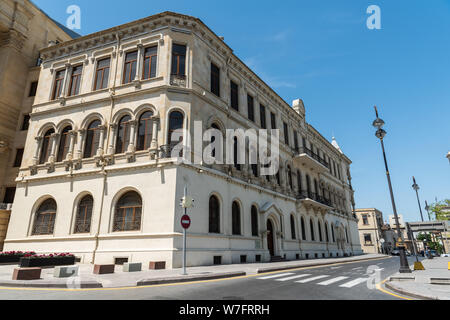 Baku, Azerbaijan - May 9, 2019. Exterior view of the building housing the General Prosecutor Administration of the Republic of Azerbaijan and the Muse Stock Photo