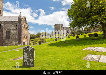 The historic Norman cathedral in St Davids, Pembrokeshire, Wales - the smallest city (by population) in the UK Stock Photo