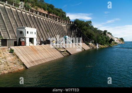 Kariba Dam, dam wall with hydroelectric plant, Zambia, Zimbabwe, Stock Photo