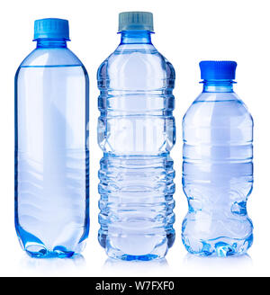 three water bottles isolated on white background. Stock Photo