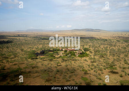 aerial photography of the grassland in Serengeti National Park, Tanzania Stock Photo