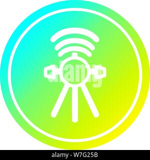 communications satellite circular icon with cool gradient finish Stock Vector
