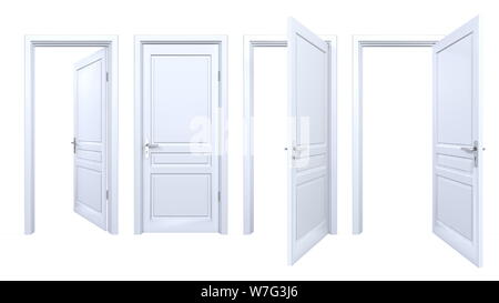 Collection of isolated white doors Stock Photo