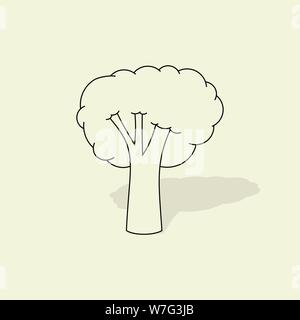 Broccoli Vector cartoon with black line (no color) concept design Stock Vector