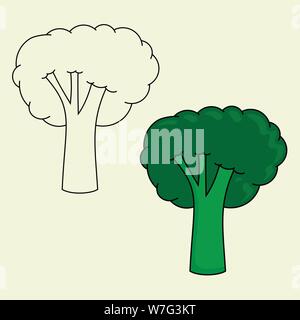 Broccoli Vector cartoon with Broccoli black line design Stock Vector
