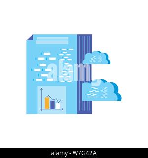 document and statistical graphics with cloud computing vector illustration design Stock Vector