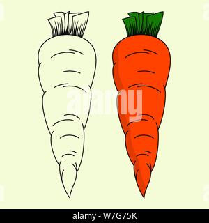 Carrot Vector cartoon with Carrot black line design Stock Vector
