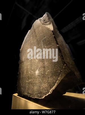 The Rosetta Stone situated in the British Museum Stock Photo