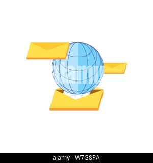 envelopes mail with sphere browser technology vector illustration design Stock Vector