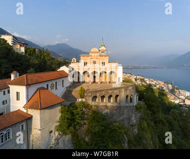 Aerial view of Sacred Mount Madonna del Sasso in Orselina, Locarno, Switzerland Stock Photo