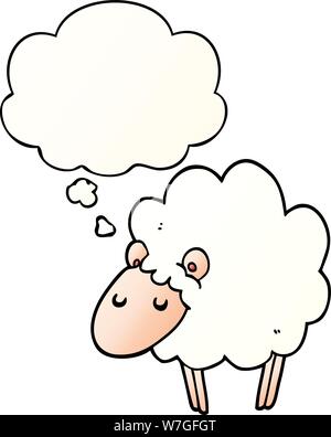 cartoon sheep with thought bubble in smooth gradient style Stock Vector