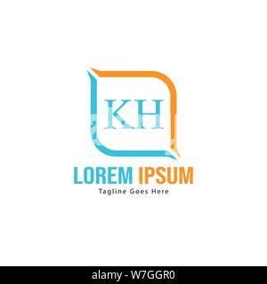Initial KH logo template with modern frame. Minimalist KH letter logo vector illustration design Stock Vector