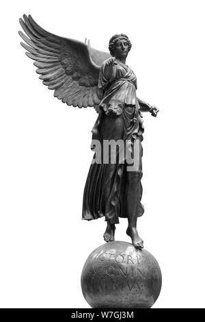 Beautiful young woman angel statue isolated on white background. Stock Photo