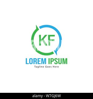 Initial KF logo template with modern frame. Minimalist KF letter logo vector illustration design Stock Vector