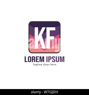 Initial KF logo template with modern frame. Minimalist KF letter logo vector illustration design Stock Vector