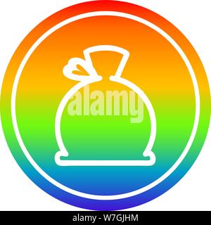 bulging sack circular icon with rainbow gradient finish Stock Vector ...