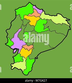 Illustrated map of Ecuador. Vector illustration EPS10 Stock Vector