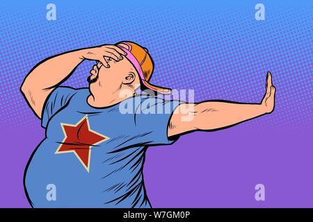 fat man. gesture no, shame Stock Vector