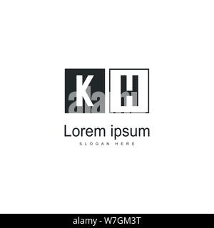 Initial KH logo template with modern frame. Minimalist KH letter logo ...