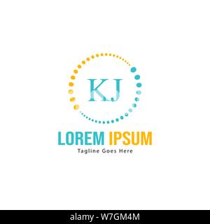 Initial KJ logo template with modern frame. Minimalist KJ letter logo vector illustration design Stock Vector