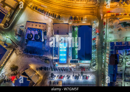 Swimming Pools, Winter Lights festival, Reykjavik, Iceland Stock Photo