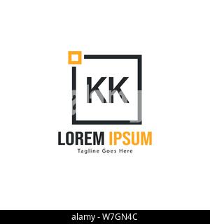 Initial KK logo template with modern frame. Minimalist KK letter logo vector illustration design Stock Vector