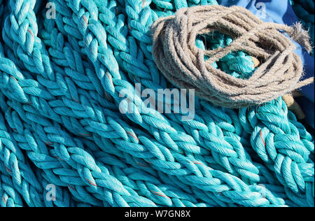 rope, coil, coiled, coils, pattern, colour, dock, harbor, harbour, fishing,  crabbing, sea, ocean, warf, seaside, Oregon, OR, USA, America, United  Stat - SuperStock