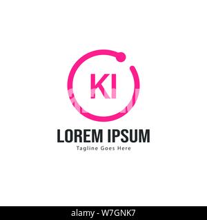 Initial KI logo template with modern frame. Minimalist KI letter logo vector illustration design Stock Vector