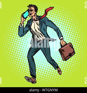 CEO businessman with phone goes Stock Vector