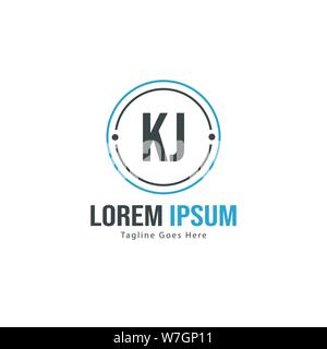 Initial KJ logo template with modern frame. Minimalist KJ letter logo vector illustration design Stock Vector