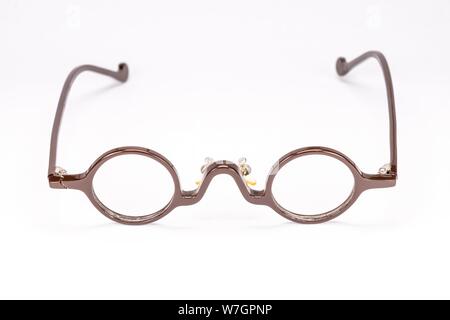 Vintage round glasses isolated on white background. Stock Photo