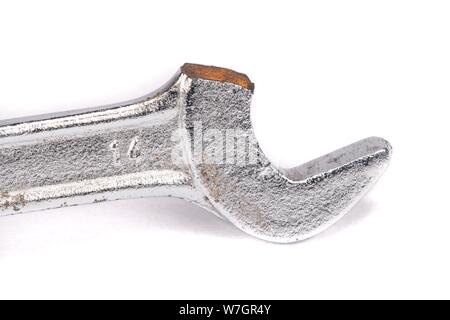 Close-up broken wrench isolated on white background Stock Photo