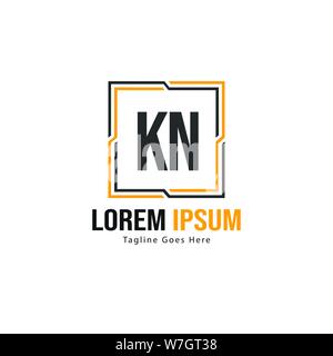 Initial KN logo template with modern frame. Minimalist KN letter logo vector illustration design Stock Vector