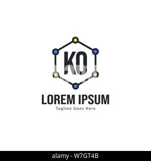 Initial KO logo template with modern frame. Minimalist KO letter logo vector illustration design Stock Vector