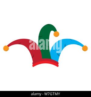 Isolated colored jester hat on a white background - Vector Stock Vector