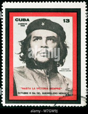 Famous portrait of Che Guevara on cuban stamp Stock Photo