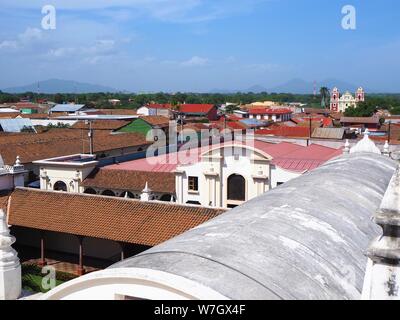 Leon, Town, nicaragua, central america, from roof of the cathedral  Real and Renowned Basilica Cathedral of the Assumption of the Blessed Virgin Mary Stock Photo