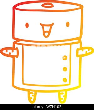 warm gradient line drawing of a cute robot Stock Vector