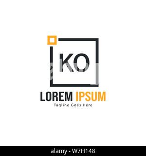 Initial KO logo template with modern frame. Minimalist KO letter logo vector illustration design Stock Vector