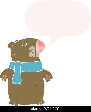 cartoon bear with speech bubble in retro style Stock Vector