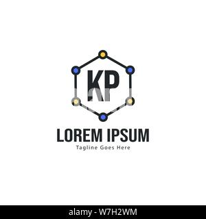 Initial KP logo template with modern frame. Minimalist KP letter logo vector illustration design Stock Vector