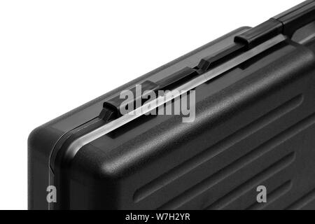 black plastic case for gun isolated on white background Stock Photo