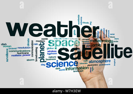 Weather satellite word cloud concept Stock Photo