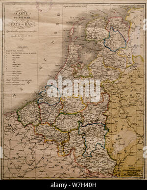 1819 map of the United Kingdom of the Netherlands / Carte du Royaume des Pays-Bas by Ferra ainé Stock Photo