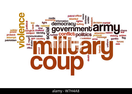 Military coup word cloud Stock Photo - Alamy