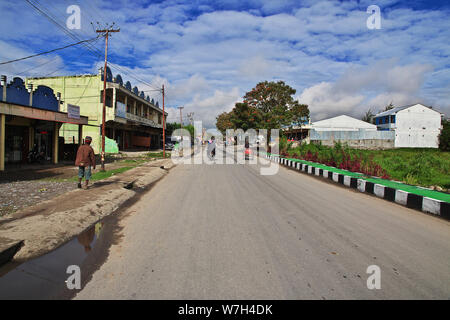 On the street in Wamena city, Papua Stock Photo