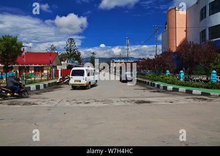 On the street in Wamena city, Papua Stock Photo