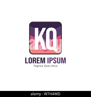 Initial KQ logo template with modern frame. Minimalist KQ letter logo vector illustration design Stock Vector