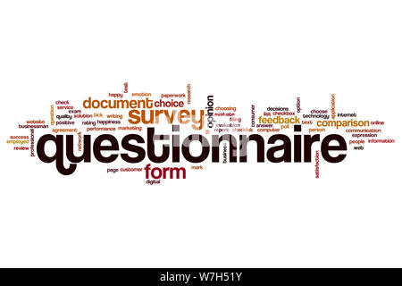 Questionnaire word cloud Stock Photo