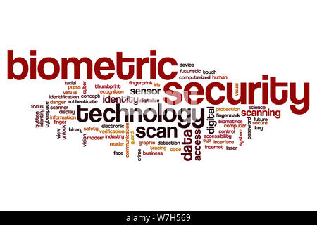 Biometric security word cloud concept Stock Photo